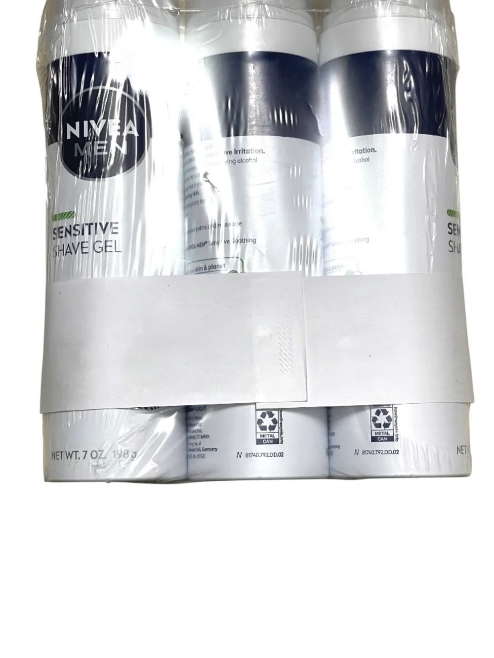 NIVEA Men's Sensitive Shave Gel ~ Set of (3) 7 0z Bottles - Blue & White Bottle
